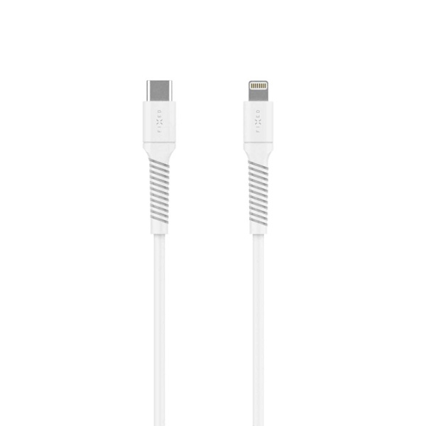 FIXED LIQUID silikonkabel USB-C/Lightning 1.2m Vit