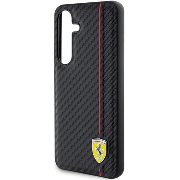 Ferrari telefontaske til Galaxy S24 Plus Carbon Printed Line - Sort Black