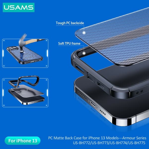 USAMS Armour -kuori iPhone 13 Pro Max - Musta Black