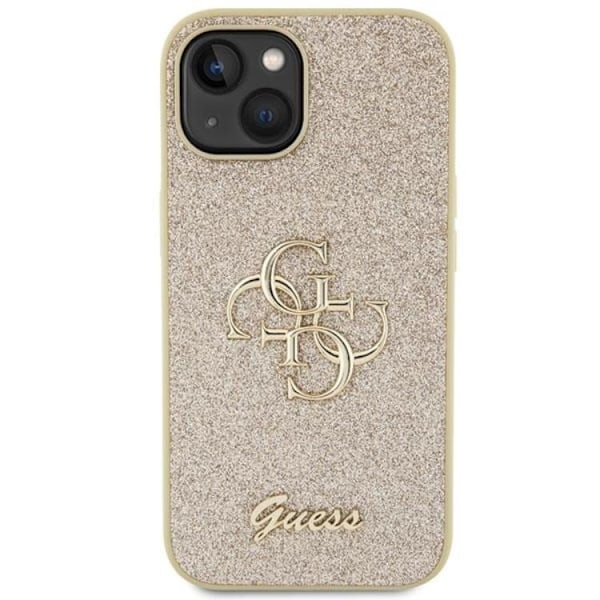 Guess iPhone 15 Mobilskal Glitter Script Big - Guld