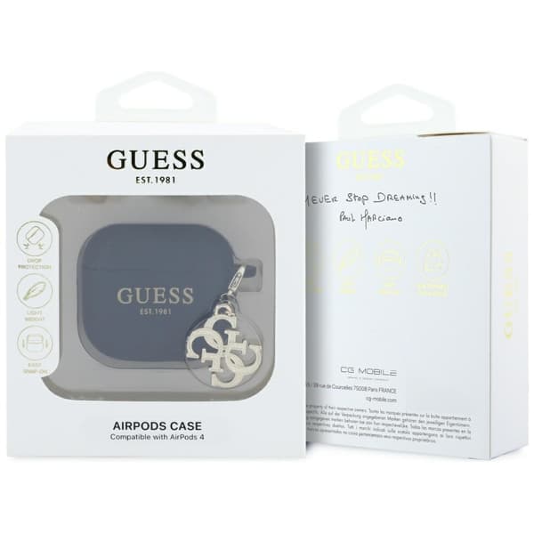 Guess AirPods 4 Taske Silikone 4G Charm - Sort