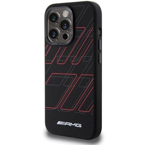 AMG iPhone 15 Pro Mobilskal MagSafe Silikon Large Rhombuses Svart