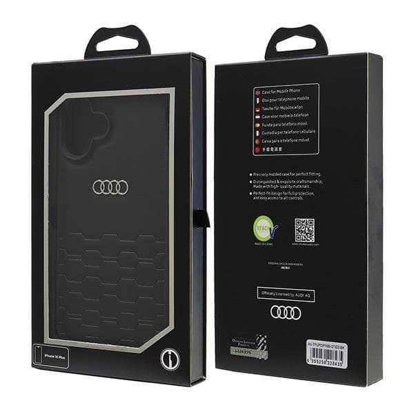 Audi telefontaske til iPhone 16 Plus syntetisk læder - sort Black