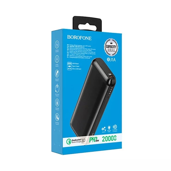Borofone BJ1A Olymp Powerbank 20000mAh - Svart Svart