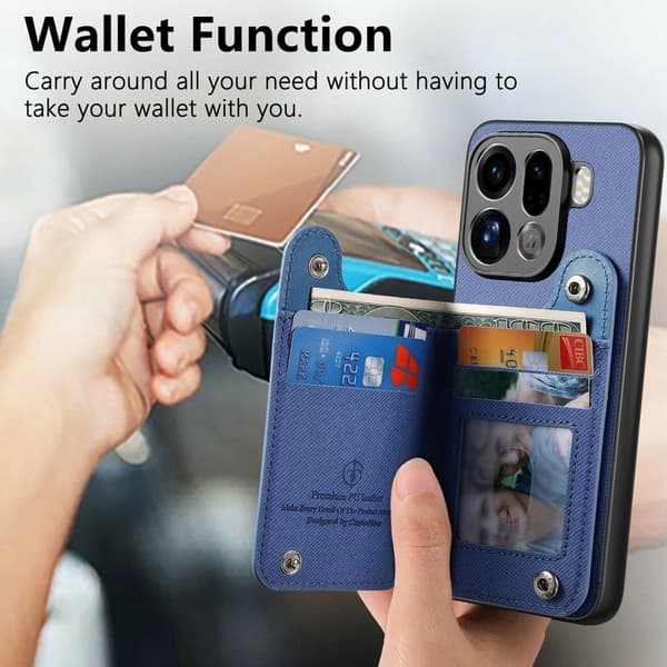 Oppo Find X9 Pro 5G Plånboksfodral Konstläder RFID Skydd - Blå