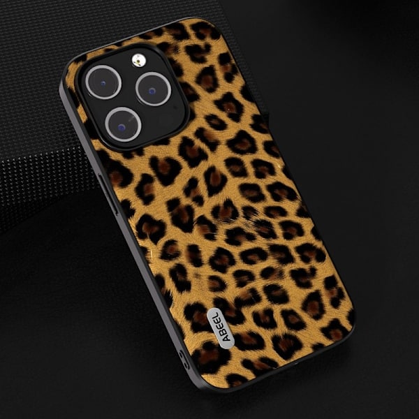 ABEEL Mobilskal till iPhone 13 Pro Max PU Läder Leopard Textur Guld