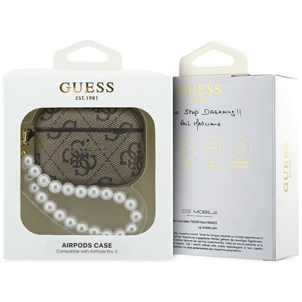 Guess AirPods Pro 3-etui 4G perlerem Brun