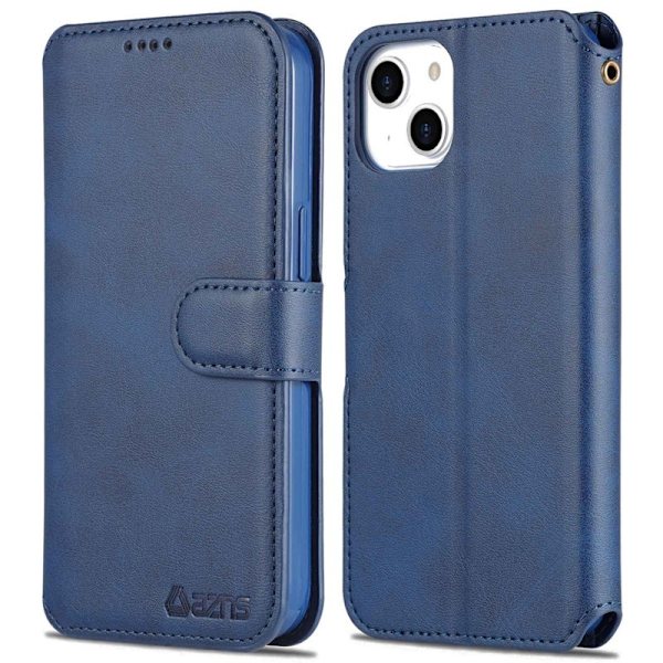 AZNS iPhone 14 Plus Plånboksfodral Konstläder - Ställ, Blå