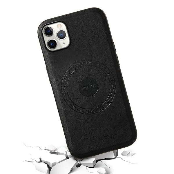 DENIOR Mobilskal för iPhone 11 Pro Max, PU-läder och PC, svart
