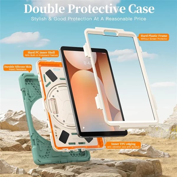 Mobilskal till Galaxy Tab A11 Kickstand Silikon Axelrem Grön