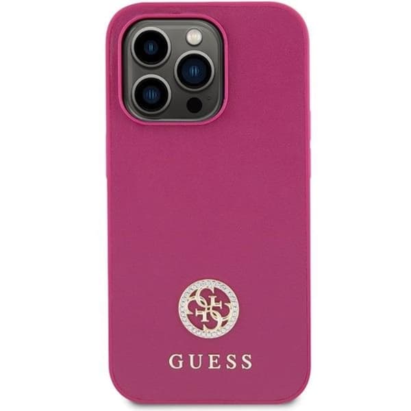 Guess Mobilskal till iPhone 15 Pro Max Strass Metal Logo - Rosa