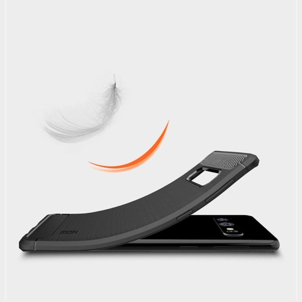 Carbon Børstet Mobiltelefon Taske til Samsung Galaxy S10 - Sort Black