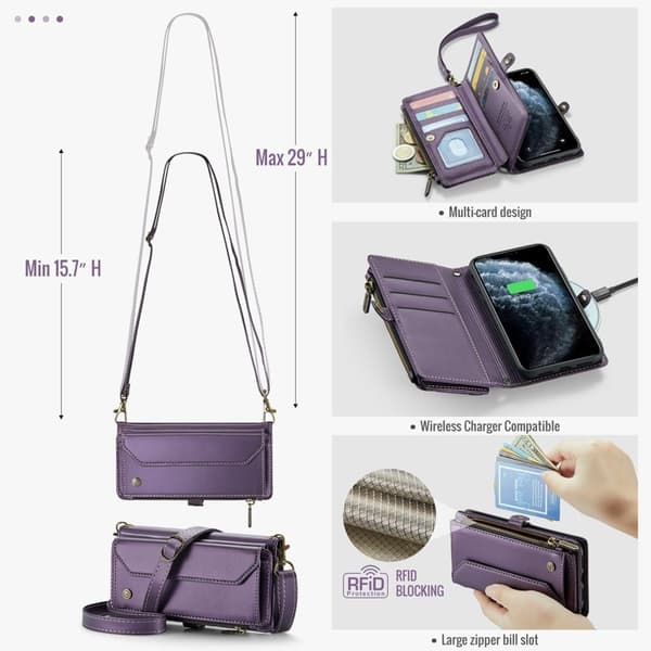CASEME Plånboksfodral Konstläder för iPhone 11 Pro Max - Lila