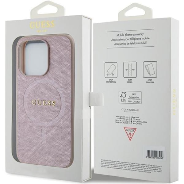 Guess iPhone 15 Pro Mobilskal Magsafe Saffiano - Rosa