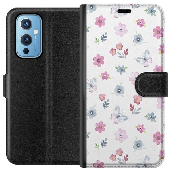 Plånboksfodral till OnePlus 9 med Blommor och fjärillar