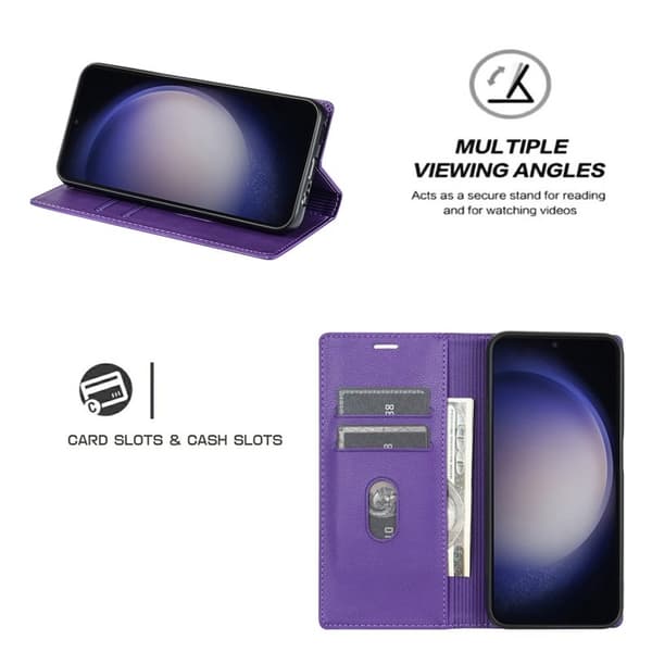 Samsung Galaxy S26 Plus Plånboksfodral Magnetisk Stängning Konstläder - Lila