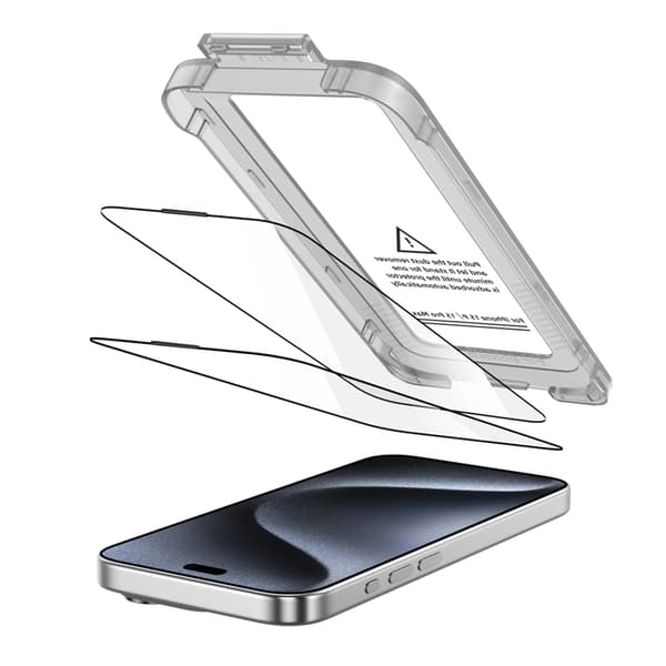 [2-PACK] Tech-Protect iPhone 15 Pro hærdet glas Skærmbeskytter - Sort Svart