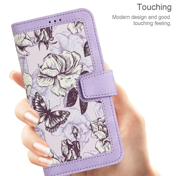 iPhone 15 Pro Max Plånboksfodral Flower Pattern - Ljuslila