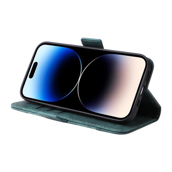 BETOPNICE 001 iPhone 15 Pro Plånboksfodral Multifunktionellt Konstläder - Grön