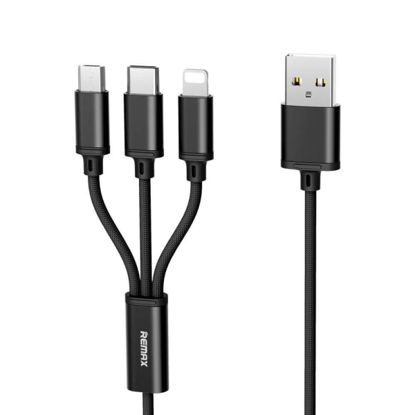 Remax Gition 3in1 USB micro USB / lightning / USB-C 1.15M Black Black