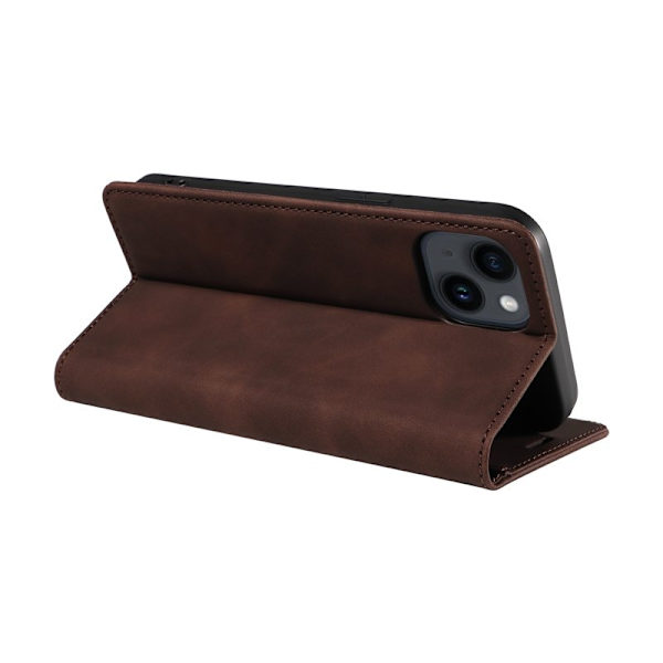 BETOPNICE 003 för iPhone 15 Plånboksfodral RFID Blocking Konstläder - Brun