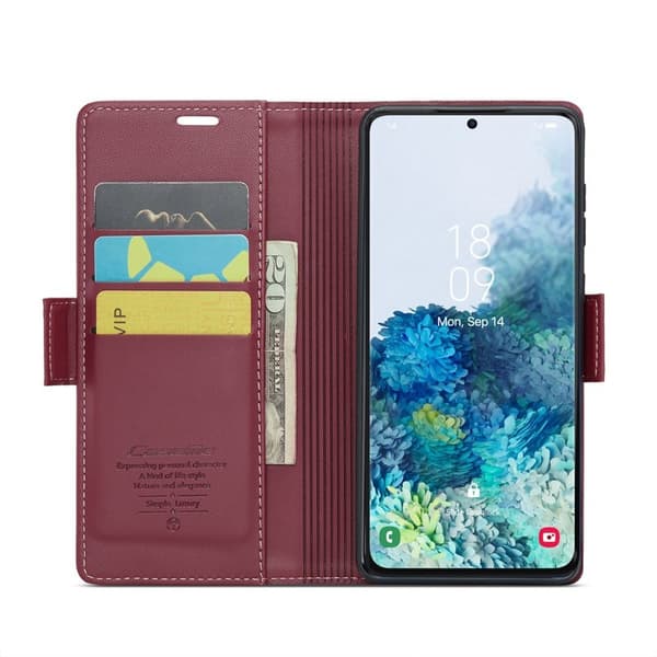CASEME Plånboksfodral Konstläder för Samsung Galaxy S20 Plus - Röd