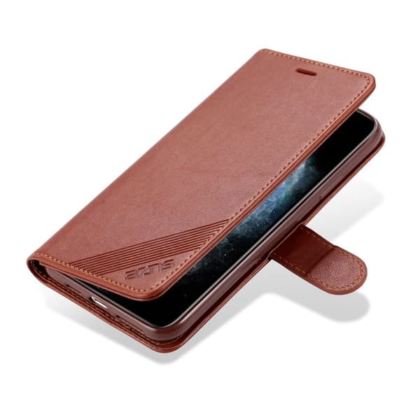AZNS Mobilskal till iPhone 13 - KonstLäder med Plånboksdesign - Brun