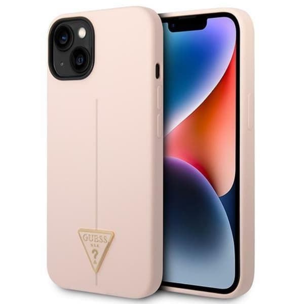 GUESS iPhone 14 Plus Skal Silicone Triangle - Rosa Rosa
