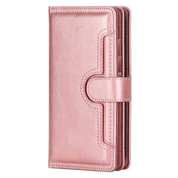 iPhone 14 Plus Plånboksfodral Äkta Läder Flip - Rosa Guld Roséguld