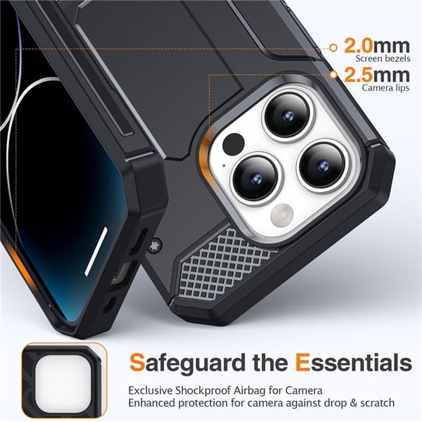 iPhone 13 Pro Mobilcover Kickstand Stødsikkert - Sort Black