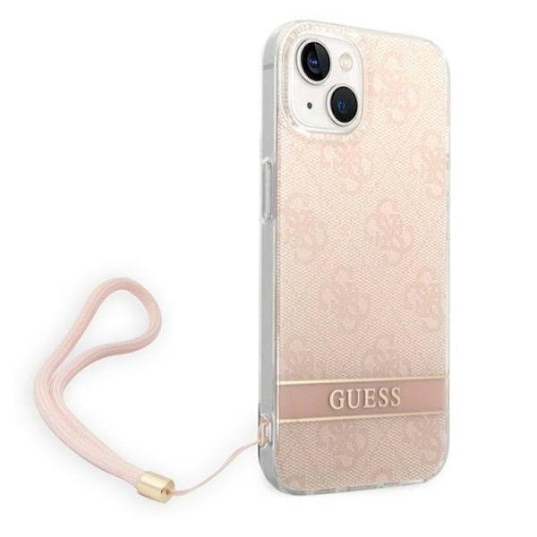 GUESS iPhone 14 Plus Skal Print Strap - Rosa Rosa