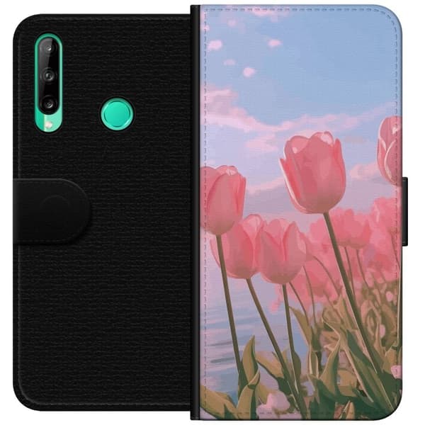 Pung Taske til Huawei P40 lite E med Lyserøde Tulipaner