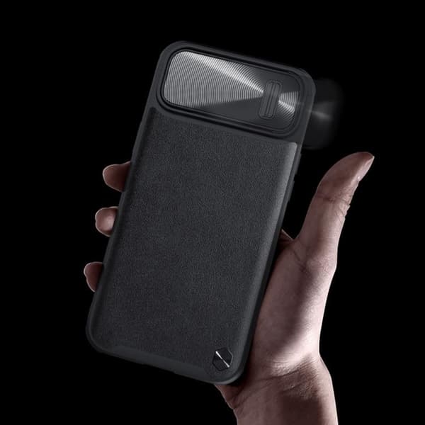 Nillkin iPhone 14 Plus -kotelo CamShield Läder S - Musta Black