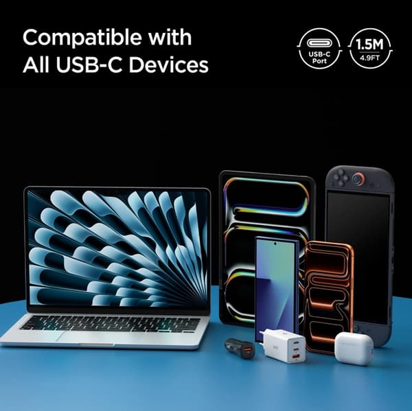 Spigen USB-C till USB-C 240W Kabel 150cm EB24015CC Svart