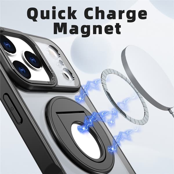 Mobilskal till iPhone 17 Pro MagSafe Rotating Kickstand Clear - Svart Svart