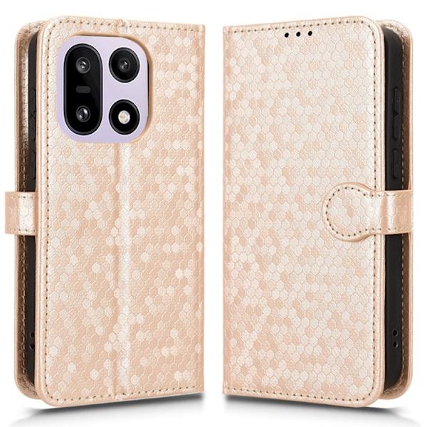 OnePlus 15 5G Konstläder Plånboksfodral Dot Pattern Imprint Roséguld