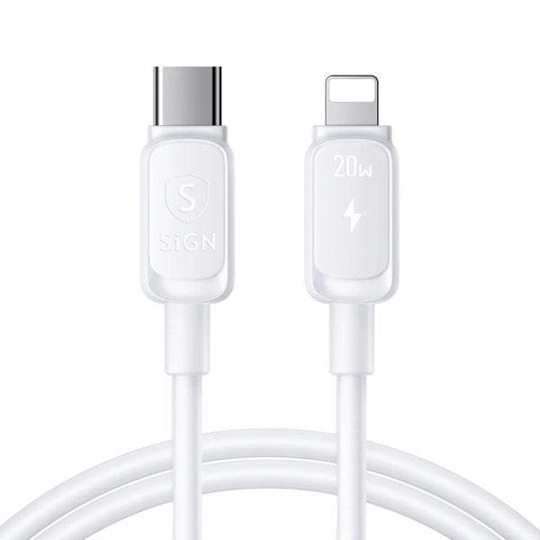 SiGN USB-C till Lightning Kabel 2m 20W - Vit