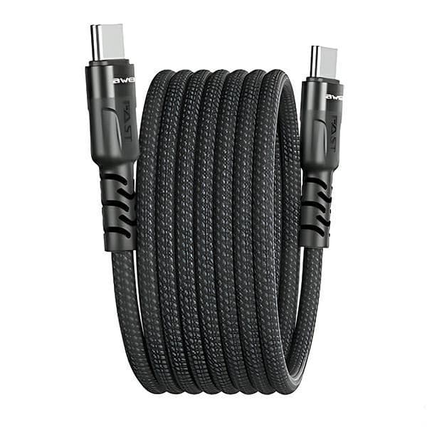 Awei USB-C til USB-C 1m Kabel Nylon CL-166T - Sort Black