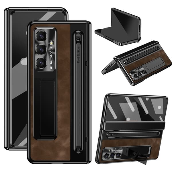Mobilskal till Galaxy Z Fold7 Kickstand med Stylus - Coffee Brun