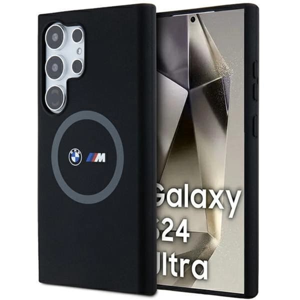 BMW Galaxy S24 Ultra Mobilskal Magsafe M Silikon Printed Ring - Sort Black