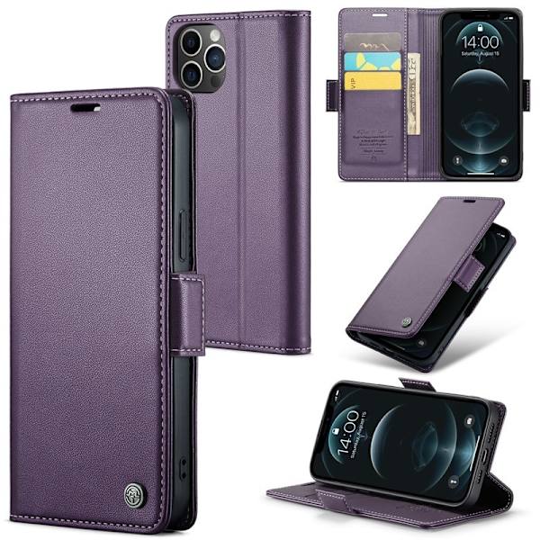 CASEME iPhone 12 Pro Max Plånboksfodral Konstläder RFID-Skydd Lila