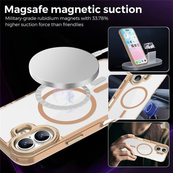 Mobilskal till iPhone 17 MagSafe TPU+PC Transparent - Guld Guld