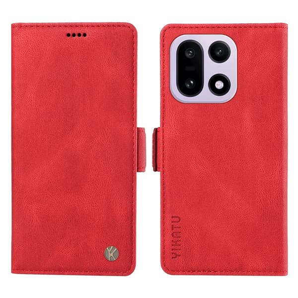 YIKATU OnePlus 15 5G Konstläder Plånboksfodral Skin-touch Feeling Röd