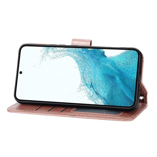 Samsung Galaxy S26 Plånboksfodral Dragkedja Konstläder - Roséguld