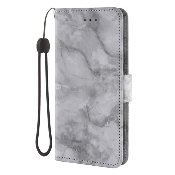 Samsung Galaxy S26 Plånboksfodral Marmor Mönster Dubbel Magnetisk Lås - Grå