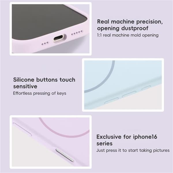Mobilskal till iPhone 16 Plus MagSafe Silikon Anti Drop - Svart Svart