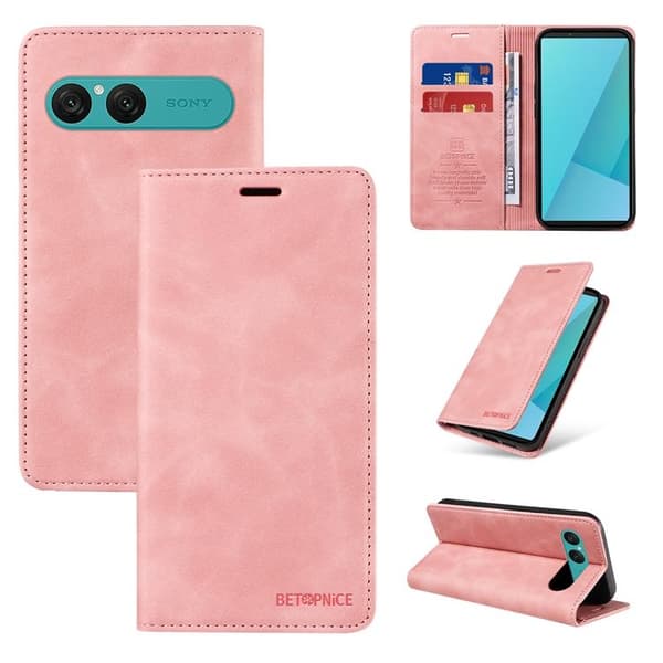 BETOPNICE Sony Xperia 10 VII Plånboksfodral Konstläder RFID-Skydd - Rosa Rosa