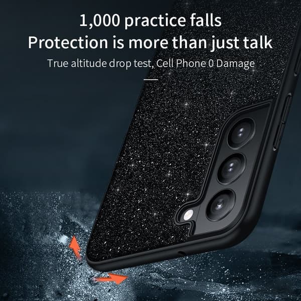 SULADA Mobilskal till Galaxy S25 PU Läder + PC + TPU Glittrig Guld