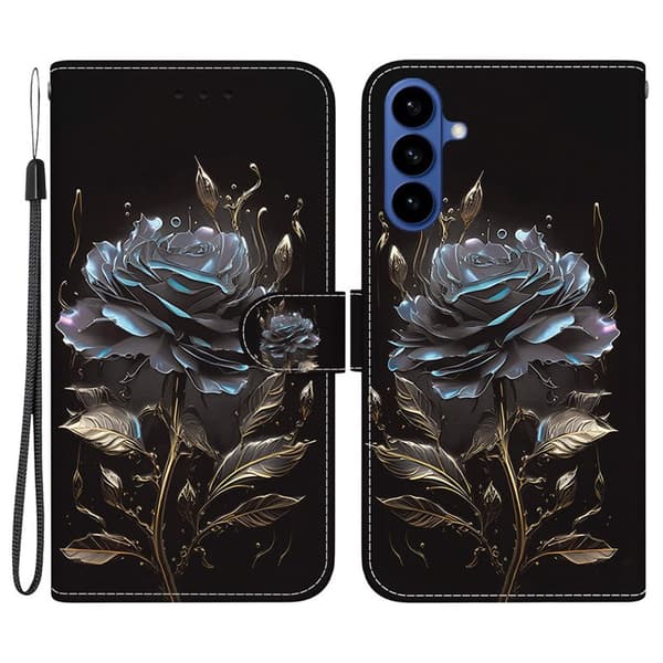 Plånboksfodral för Samsung Galaxy S26 Plus Anti-Drop Konstläder - Svart Rose