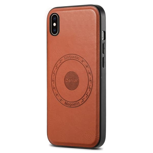 DENIOR Mobilskal till iPhone XS Max PU Läder Belagt PC+TPU Brun